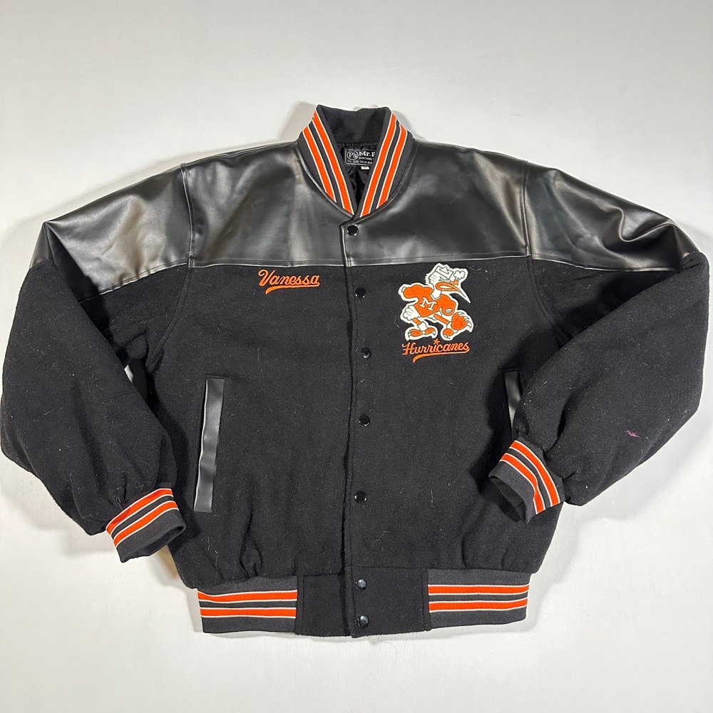 Vintage Miami Hurricanes Jacket Varsity Small‎ Black Wool Orange Canes Letterman